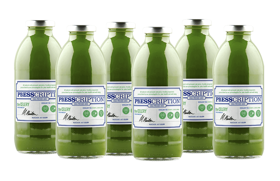 Presscription Juice Celery Cleanse. Cold-Pressed Raw Fresh Juice Detox