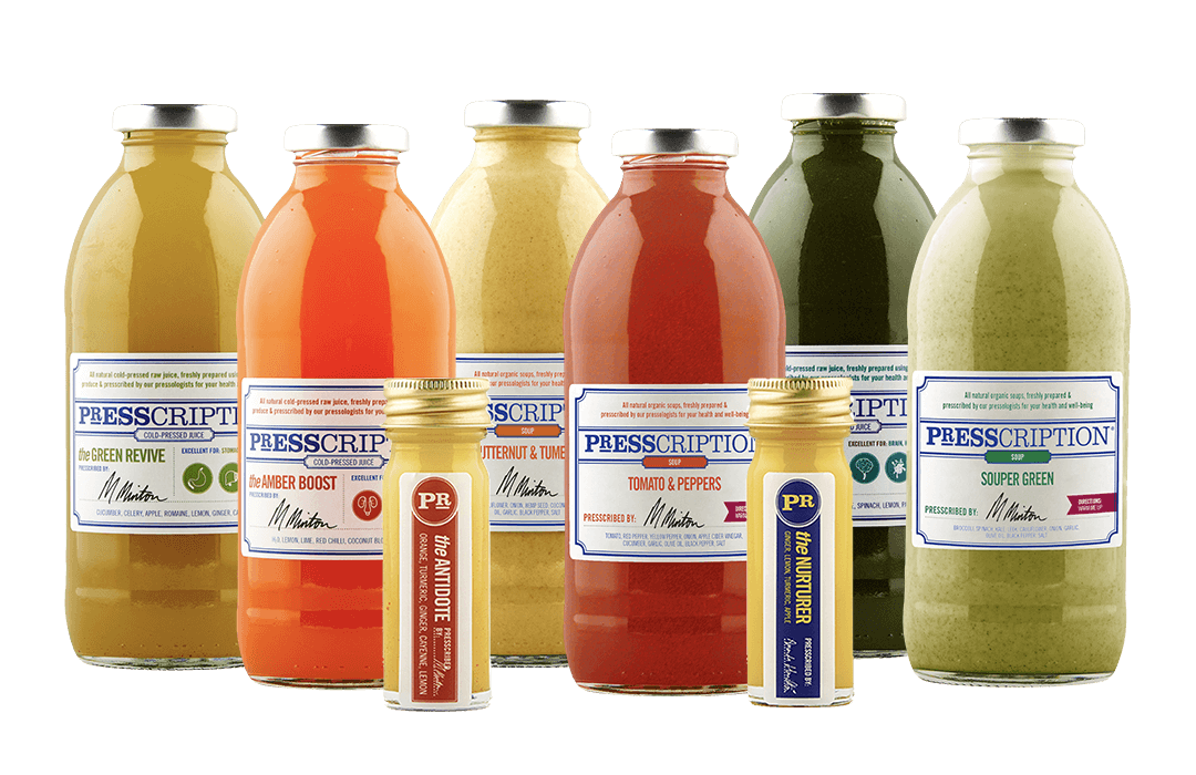 Presscription Juice Immunity Soup Cleanses. Cold-Pressed Raw Fresh Juice Detox