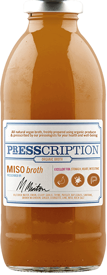 Presscription Soups 500 ML Miso Broth. Cold-Pressed Raw Fresh Juice