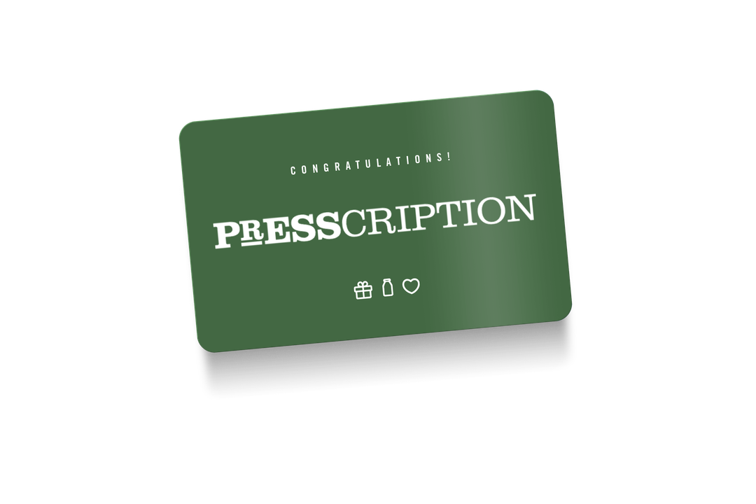Presscription gift card in forest green