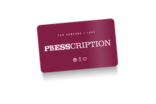 Presscription gift card in burgundy