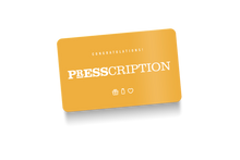Presscription gift card in yellow