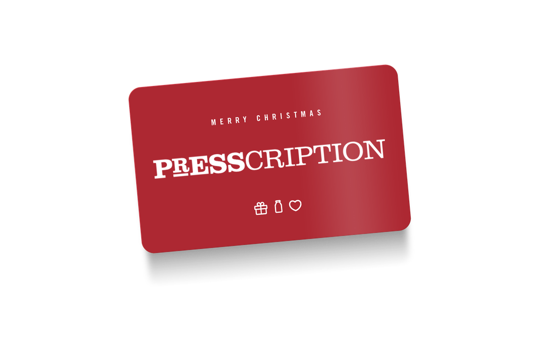 Presscription gift card in red