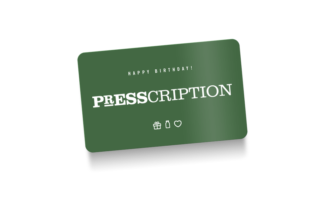 Presscription gift card in sage green