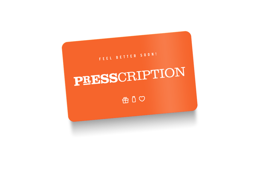 Presscription gift card in orange
